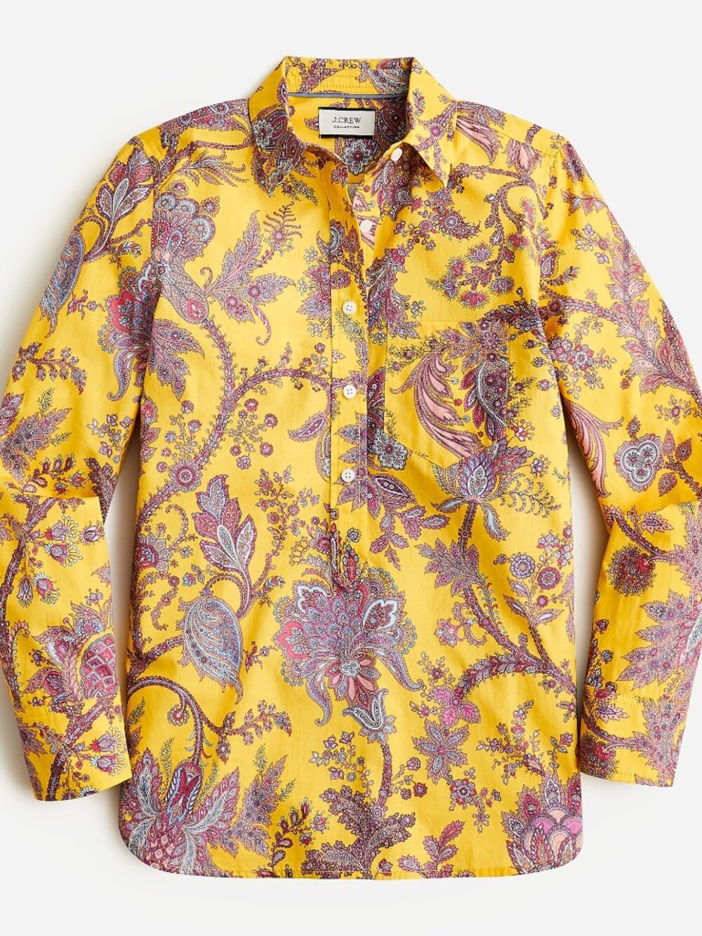 JCrew Classic-fit cotton poplin popover top in Ratti® golden paisley